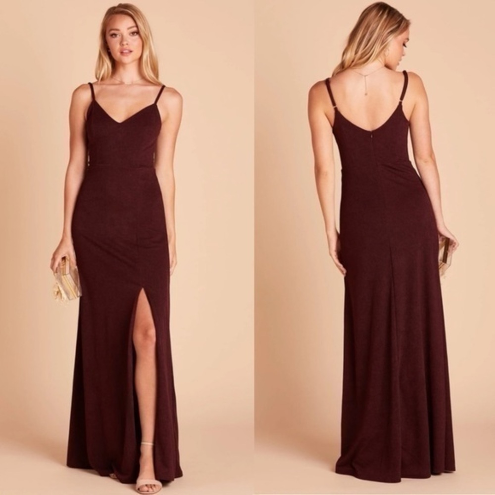 Birdy Grey Jay Cabernet Stretch Crepe‎ Front Slit Long Dress Red Extra Small